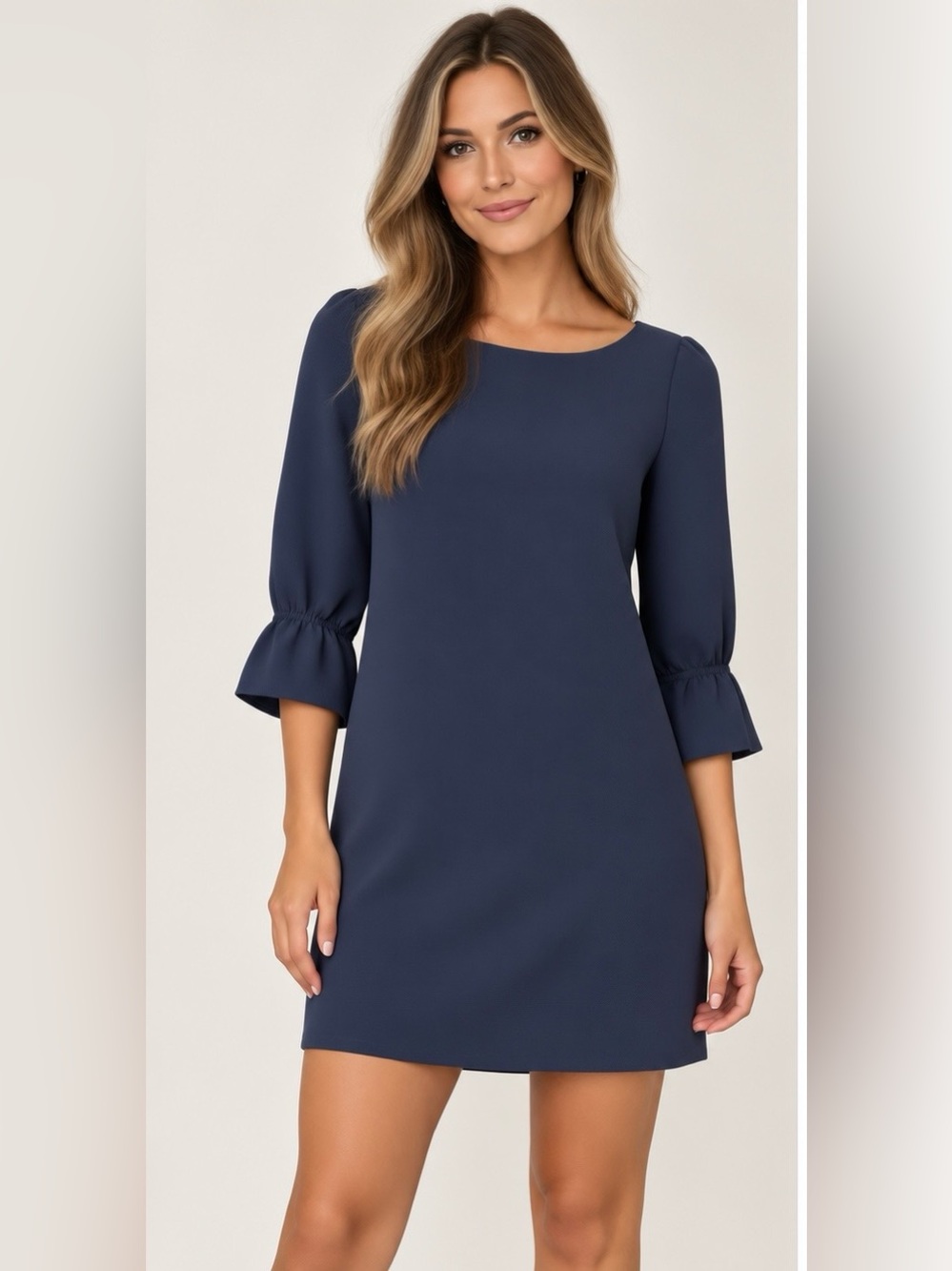 RW&CO Navy Ruffled Sleeve Mini Dress - XS